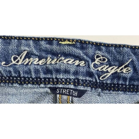 American Eagle Flare Jeans Pocket Flaps Women's Sz 2 (28x30) Stretch Distressed - Picture 8 of 11